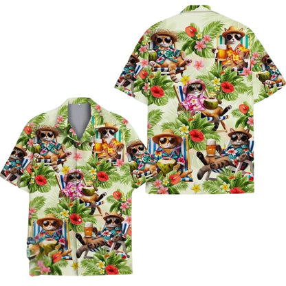 Tropical Funny Cat Hawaiian Shirt For Men And Women, Cat Lovers Hawaiian Shirts HE0021