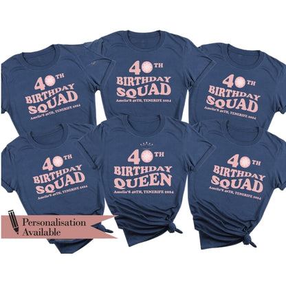 Personalized 40th Birthday Queen Matching T Shirt, Custom Birthday Crew Matching Shirts ET0861
