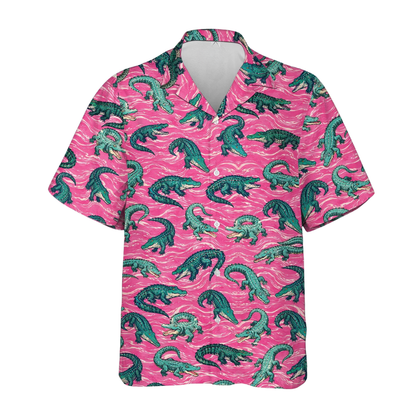 Alligator Pink Hawaiian Shirt For Men Women, Crocodile Hawaiian Shirt HE0545