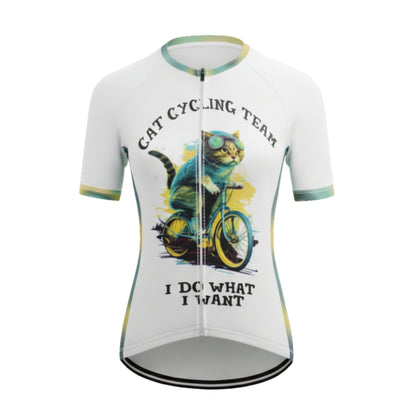 Cat Cycling Team I Do What I Want Womens Cyling Short Sleeve Jerseys, Funny Cat Cycling Jersey For Women CE0015