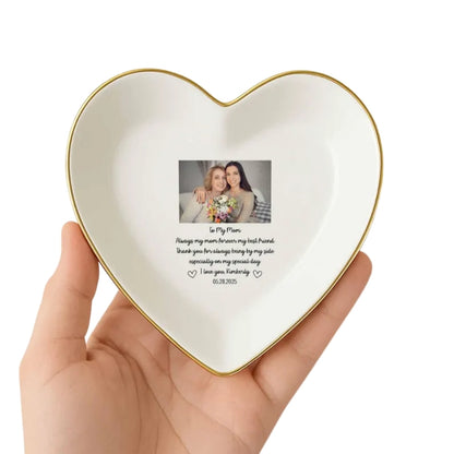 To My Mom Custom Photo Wedding Ring Dish, Custom Mother Of The Bride Jewelry Dish WD0133