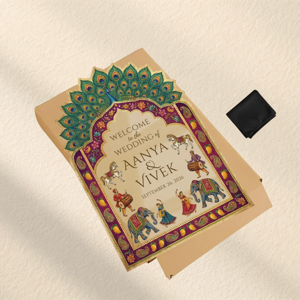Personalized Peacock Indian Wedding Welcome Acrylic Sign, Custom Indian Wedding Sign WD0672