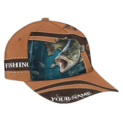 Personalized Largemouth Bass 3D Baseball Cap, Custom Bass Fishing Lovers Caps CP0212
