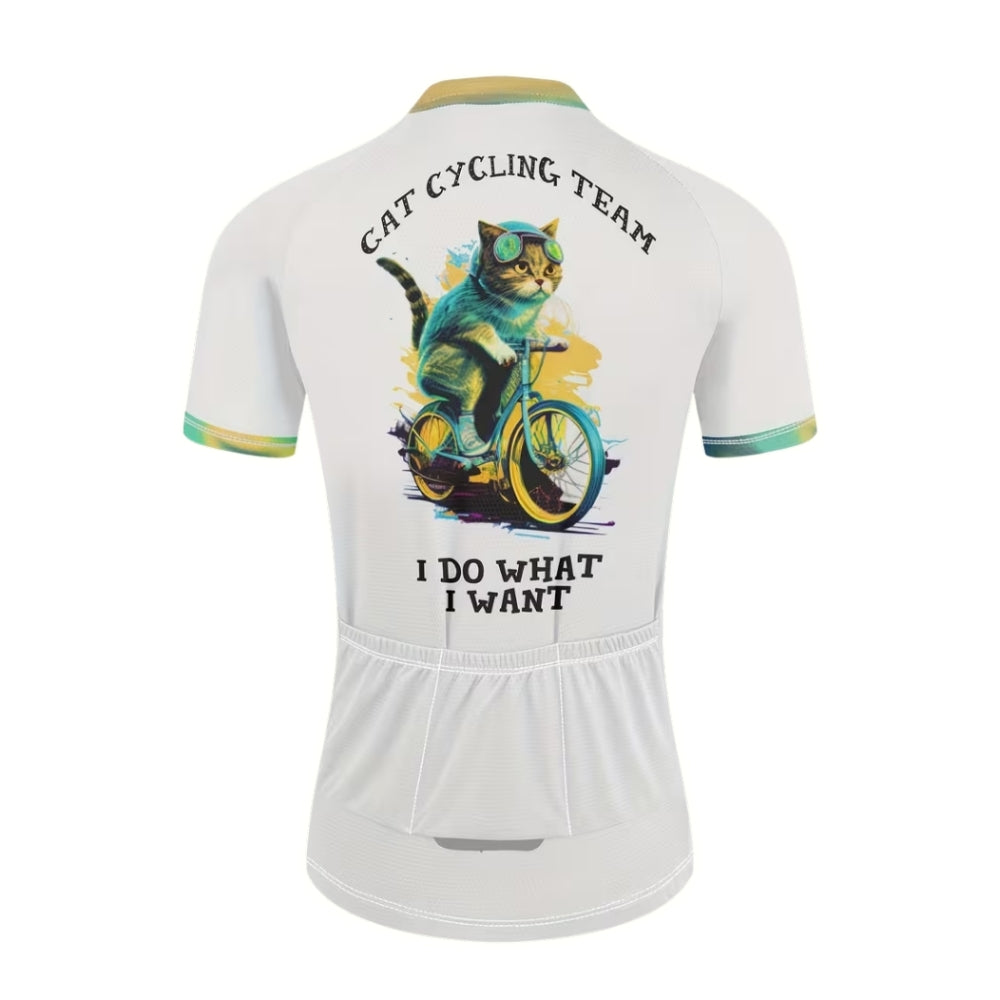 Cat Cycling Team I Do What I Want Womens Cyling Short Sleeve Jerseys, Funny Cat Cycling Jersey For Women CE0015