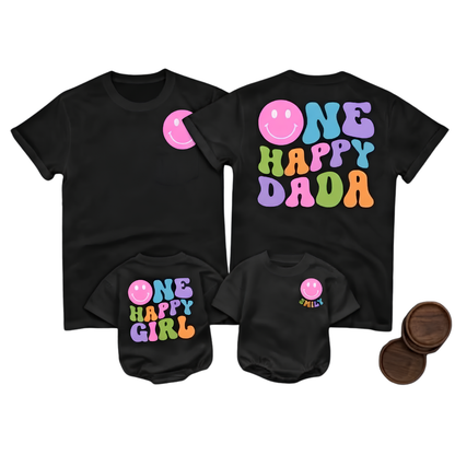 One Happy Girl One Happy Dada Custom First Birthday Family T Shirt, Personalized Matching 1st Birthday Family Shirts ET1515