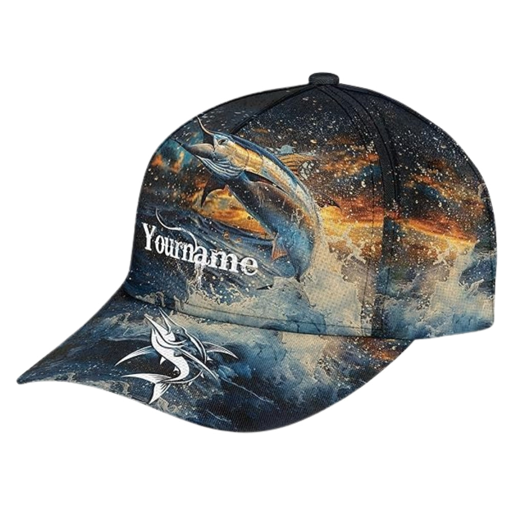 Custom Marlin Fishing 3D Printed Baseball Cap, Personalized Marlin Cap Hat For Fishing Lovers CP0466