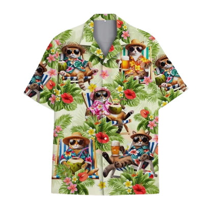 Tropical Funny Cat Hawaiian Shirt For Men And Women, Cat Lovers Hawaiian Shirts HE0021
