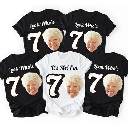 It's Me I'm 70th Custom Photo Matching Birthday Family T Shirts, Custom Matching 70th Birthday Shirts For Family ET0375