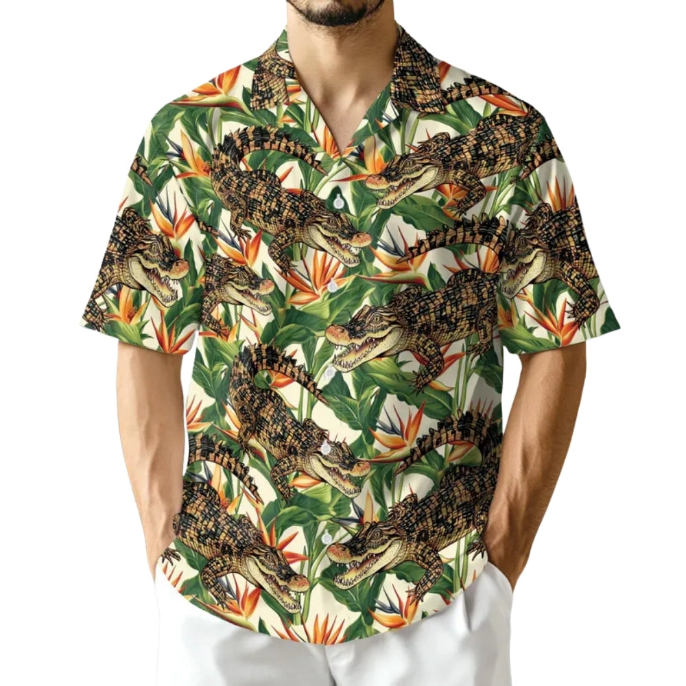Tropical Crocodile Hawaiian Shirt For Men And Women, Crocodile Lover Hawaiian Shirts HE0509