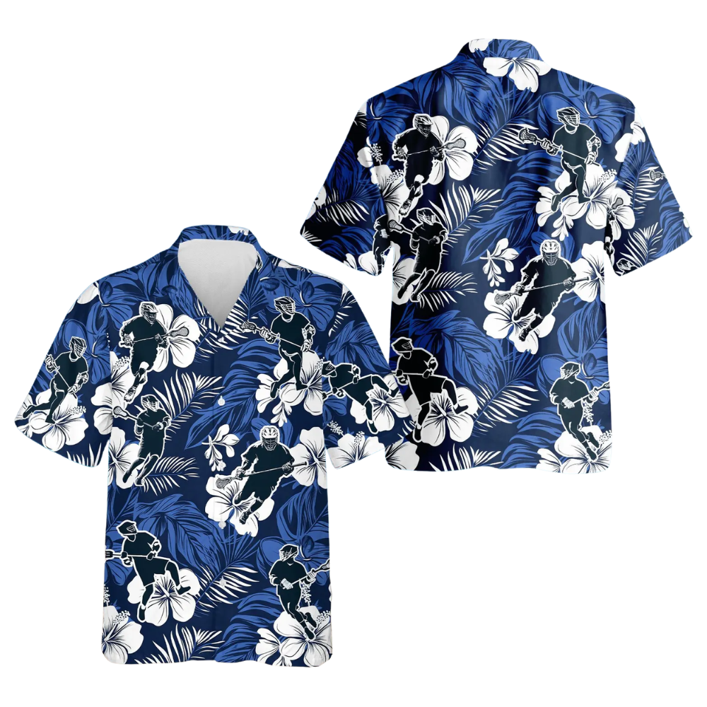 Lacrosse Hibiscus Flower Hawaiian Shirt For Men, Tropical Lacrosse Hawaiian Shirts HE0284