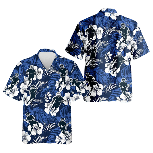Lacrosse Hibiscus Flower Hawaiian Shirt For Men, Tropical Lacrosse Hawaiian Shirts HE0284