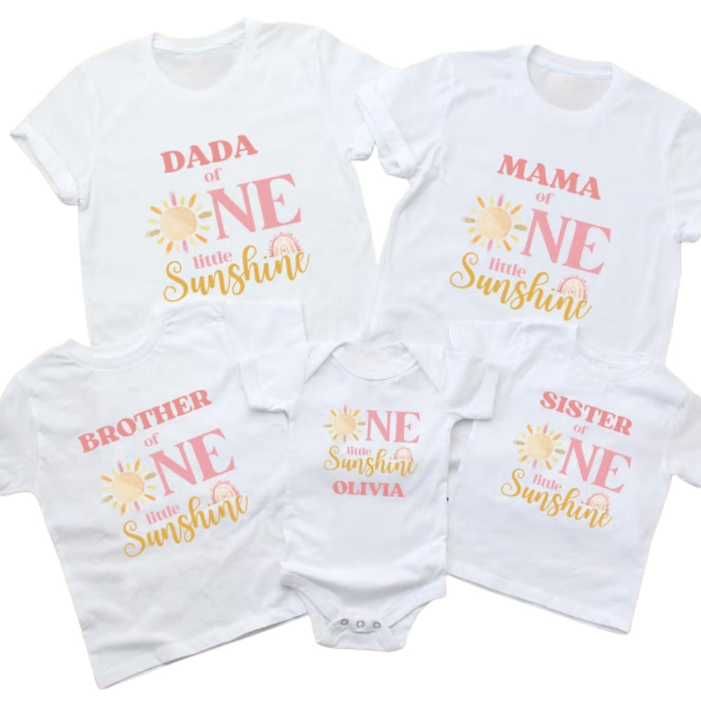 One Little Sunshine Personalized 1st Birthday Family T Shirts, Custom Matching First Birthday Family Shirts ET0239