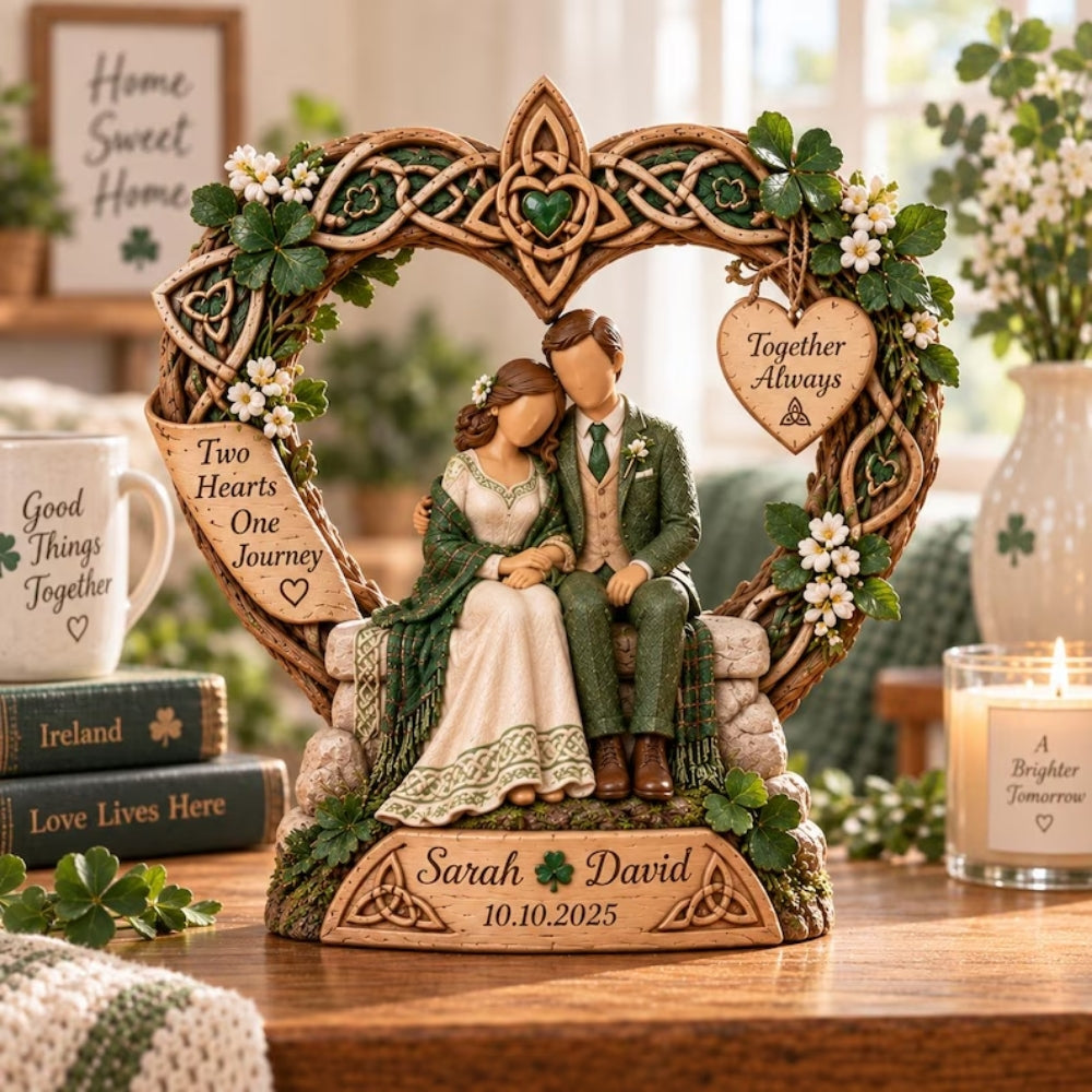 Custom Irish Couple Wedding Wooden Block, Custom Ireland Wedding Anniversary Wooden Plaque WD0781