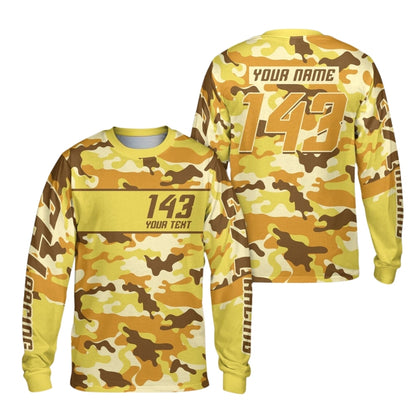 Custom Blue Camouflage Racing Dirt Bike Long Sleeve Jersey For Men, Custom Camo Dirt Bike Motocross Jerseys Shirt ME0034