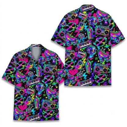 Retro Disco Music Hawaiian Shirt, Retro Hawaiian Shirt Neon HE0892
