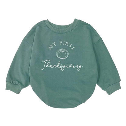 My First Thanksgiving Baby Romper Sweatshirt, Baby's First Thanksgiving Romper Sweatshirt BB0144