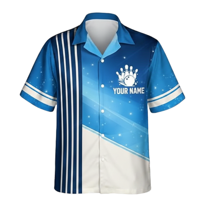 Custom Team Blue Bowling Hawaiian Shirt For Men, Custom Bowling Shirts BZ0533