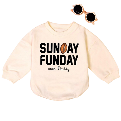 Sunday Funday With Daddy Baby Romper Sweater, Baby Football Lover Romper Sweatshirt BB0225
