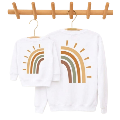 Rainbow Retro Mommy And Baby Sweatshirt Matching, Rainbow Family Sweatshirt ET1666