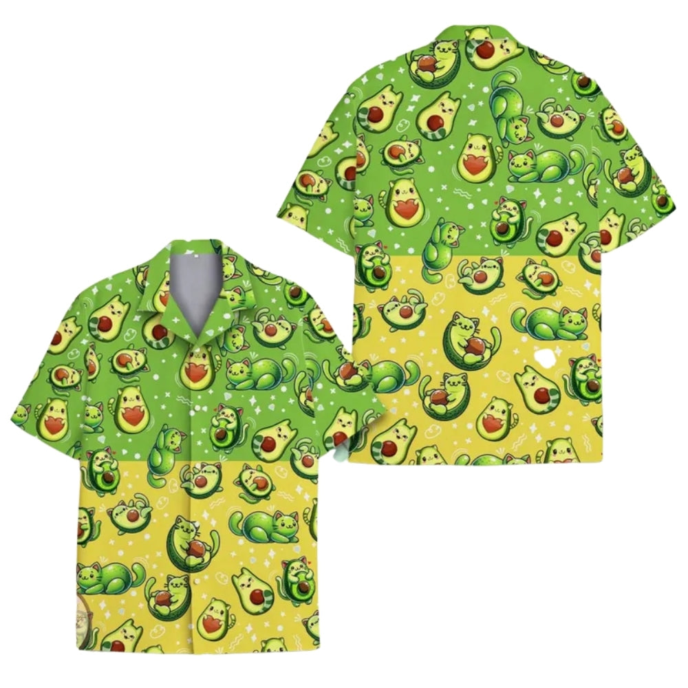 Cat Avocado Hawaiian Shirts For Men Women, Avocado Hawaiian Shirts For Cat Lovers HE0022