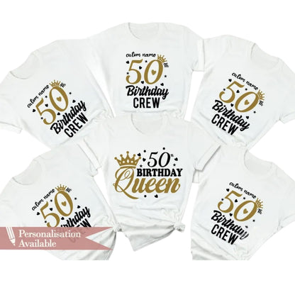 Personalized 50th Birthday Queen Matching T Shirt, Custom Birthday Crew Matching Shirts ET0862