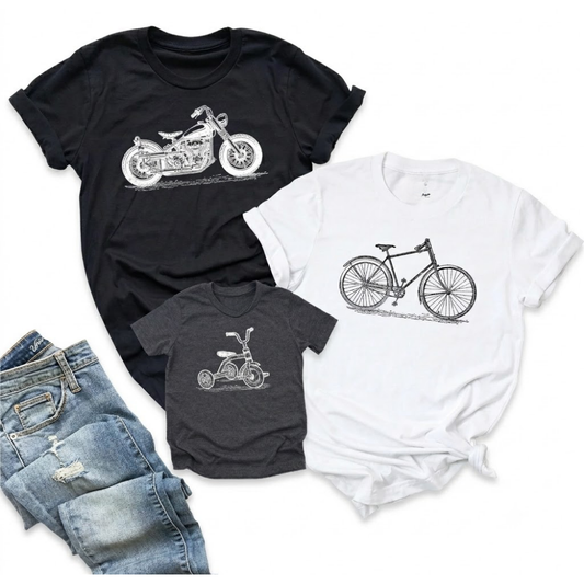Family Bike Matching T Shirt, Motorcycle Tricycle Bicycle Matching Family Shirts ET1307
