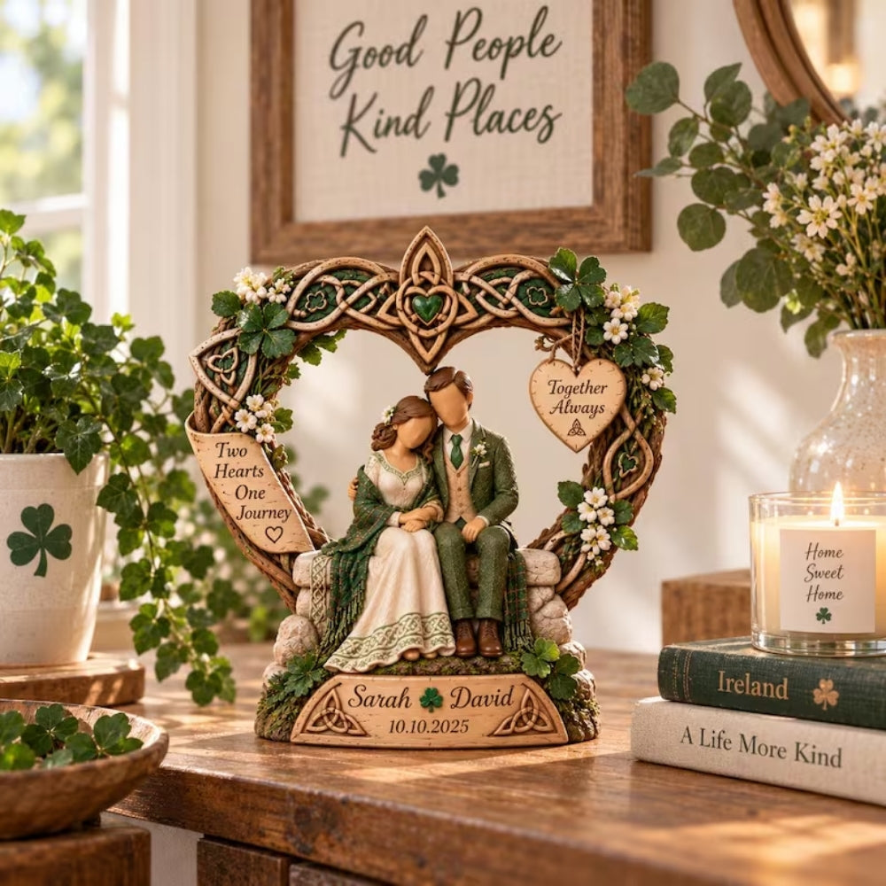 Custom Irish Couple Wedding Wooden Block, Custom Ireland Wedding Anniversary Wooden Plaque WD0781
