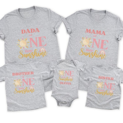 One Little Sunshine Personalized 1st Birthday Family T Shirts, Custom Matching First Birthday Family Shirts ET0239