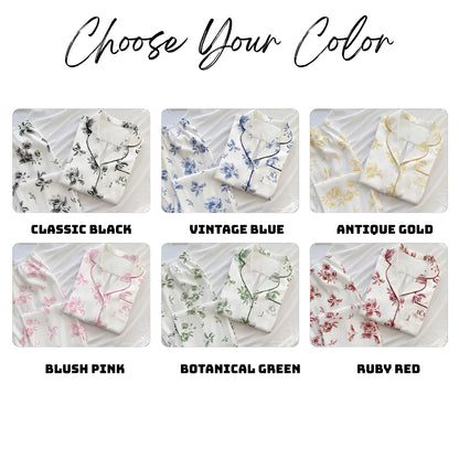 Custom Floral Maid Of Honor Pajamas Set For Bridal Shower, Personalized Floral Bridesmaid Pajamas WD0194