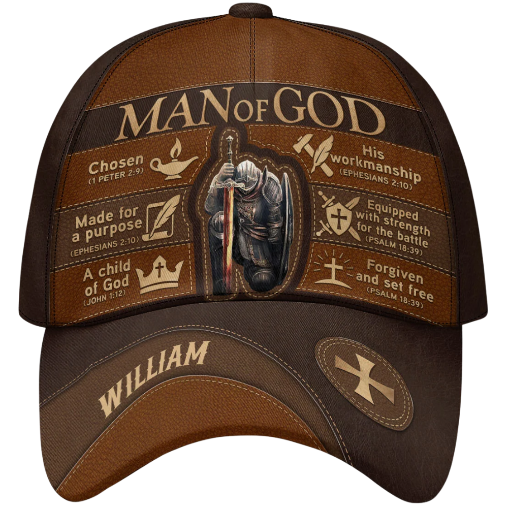 Custom Man Of God Baseball Cap For Husband Dad, Personalized Christian Faith Gift Hats CP0592