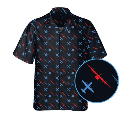 Fighter Plane Blue Red Hawaiian Shirts For Men, Aircraft Lover Hawaiian Shirts HE0180