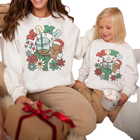 Mom And Mini Matching Christmas Sweatshirt, Mother Daughter Christmas Sweatshirts ET1357
