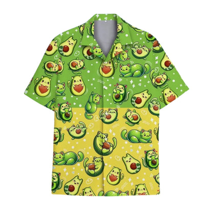 Cat Avocado Hawaiian Shirts For Men Women, Avocado Hawaiian Shirts For Cat Lovers HE0022