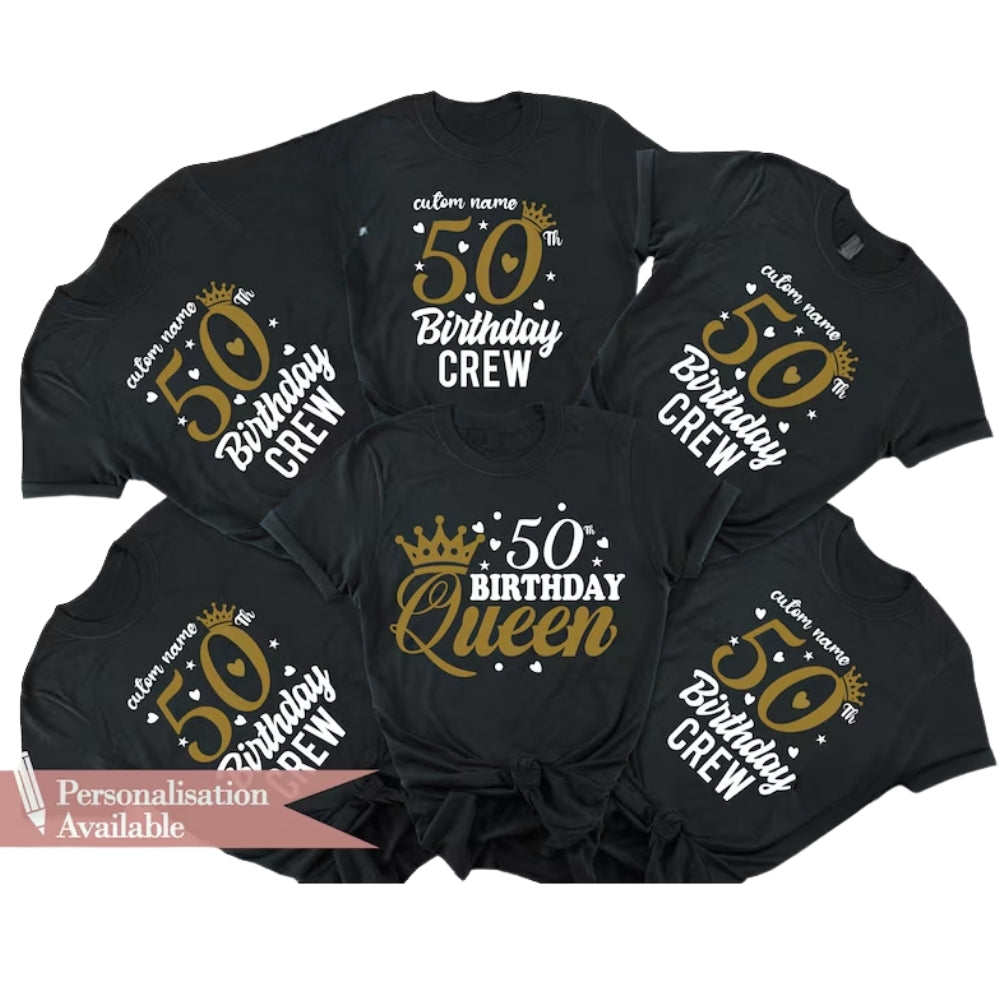 Personalized 50th Birthday Queen Matching T Shirt, Custom Birthday Crew Matching Shirts ET0862