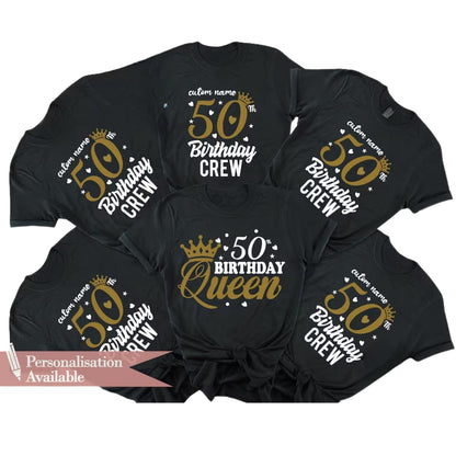 Personalized 50th Birthday Queen Matching T Shirt, Custom Birthday Crew Matching Shirts ET0862