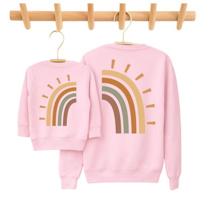 Rainbow Retro Mommy And Baby Sweatshirt Matching, Rainbow Family Sweatshirt ET1666