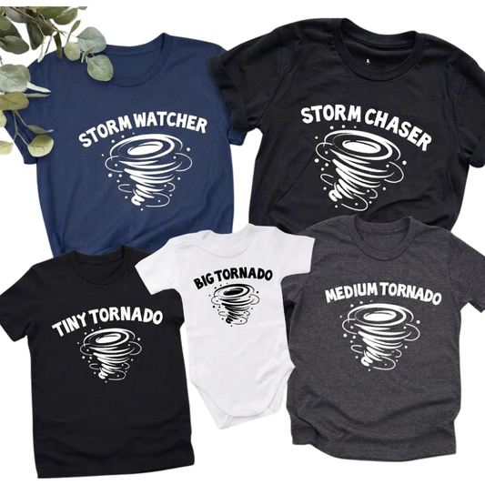 Family Tornado Matching T Shirt, Storm Chaser Tiny Tornado Big Tornado Family Shirts ET1308