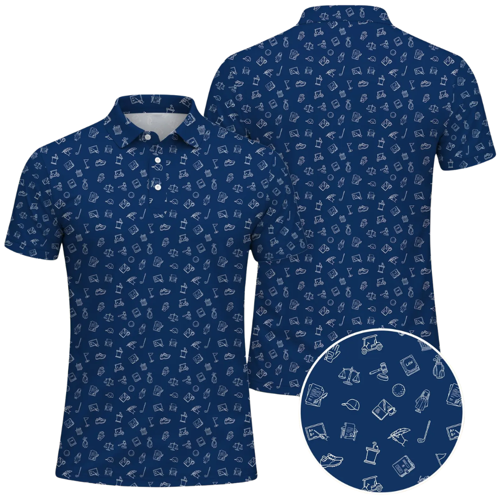 Lawyer Pattern Blue Golf Polo Shirt For Men, Golf Shirts For Lawyer GE0515
