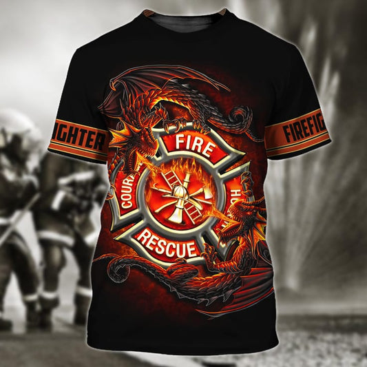 Firefighter Dragon All Over Print For Men & Women 3D Shirt, Proud of Firefighter TO3283