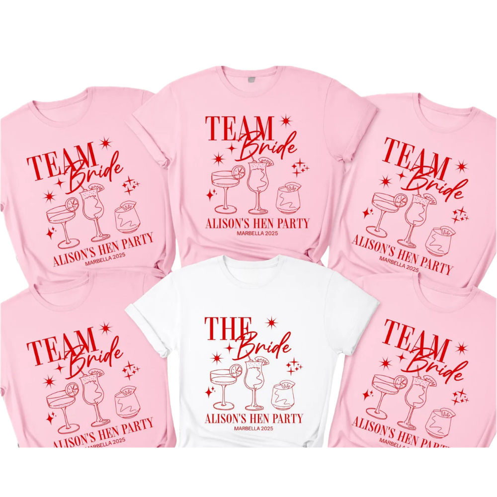 Team Bride Hen's Party Personalized Matching Bachelorette T Shirts, Custom Bachelorette Party Shirts ET1024