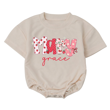 Custom Name Cute Strawberry Baby T Shirt Onesie, Personalized Strawberry Baby Onesie BB0045