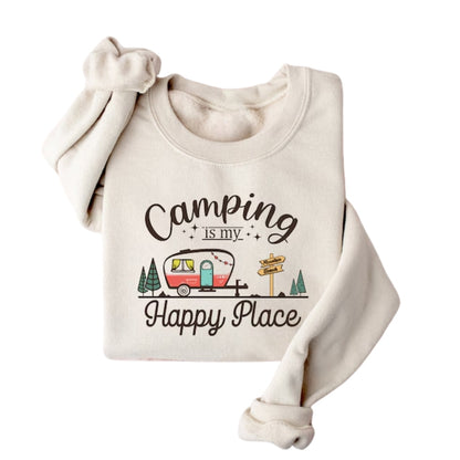 Camping Is My Happy Place Sweatshirt, Camping Lover Sweatshirt 2D0766