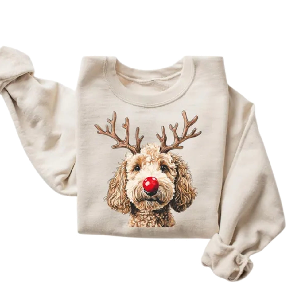 Christmas Goldendoodle Reindeer Sweatshirt, Holiday Dog Lover Sweatshirt 2D0805