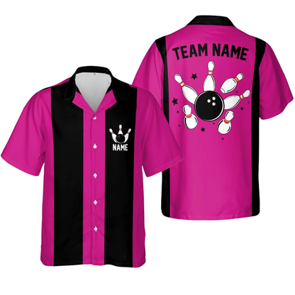 Custom Vintage Black Green Bowling Hawaiian Shirt Men, Custom Vintage Team Bowling Shirt BE0230