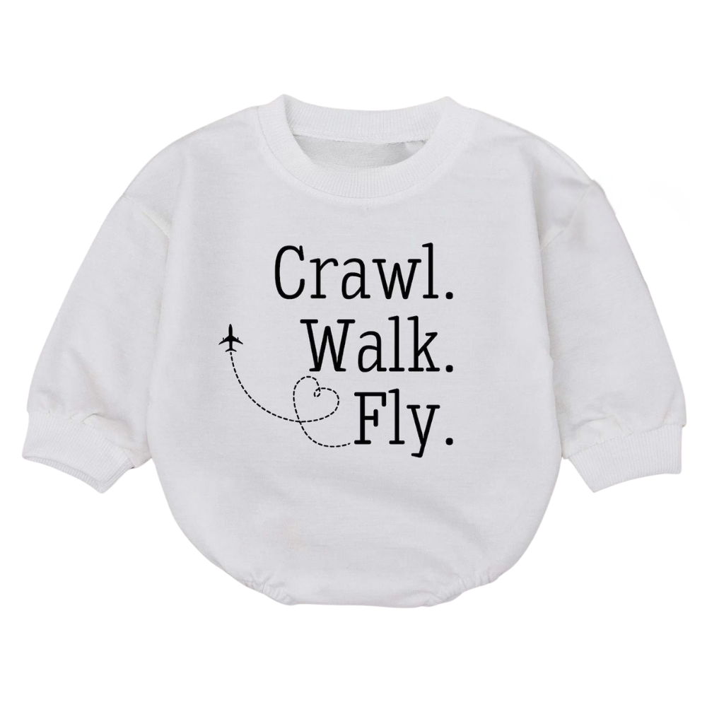 Crawl Walk Fly Baby Romper Sweatshirt, Pilot Baby Romper Sweatshirt BB0062