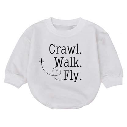 Crawl Walk Fly Baby Romper Sweatshirt, Pilot Baby Romper Sweatshirt BB0062