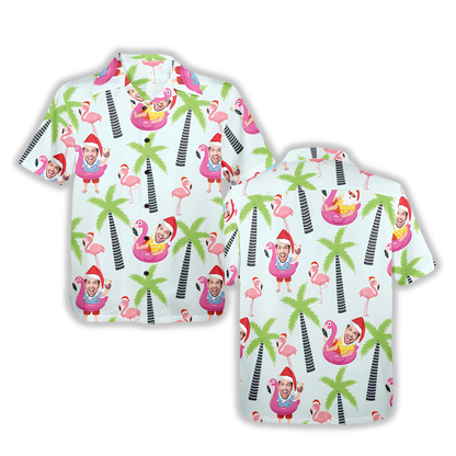 Custom Funny Face Beach Christmas Hawaiian Shirt, Custom Christmas Tropical Hawaiian Shirt HE0835