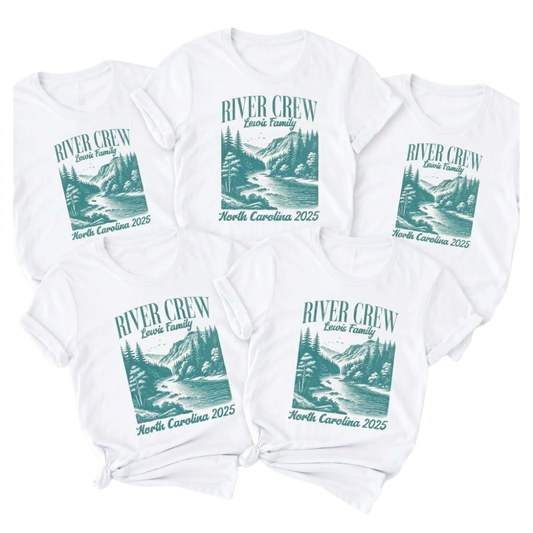 Custom River Crew Family T Shirts Matching, Custom Rafting Family Shirt With Destination ET1313