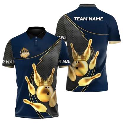 Custom Gold And Red Bowling Team Polo Shirt Mens, Custom Bowling Team Shirts BZ0937