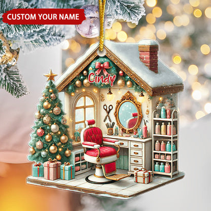 Hair Salon Christmas Tree Personalized Ornament, Custom Name Hairdresser Ornament ON1509